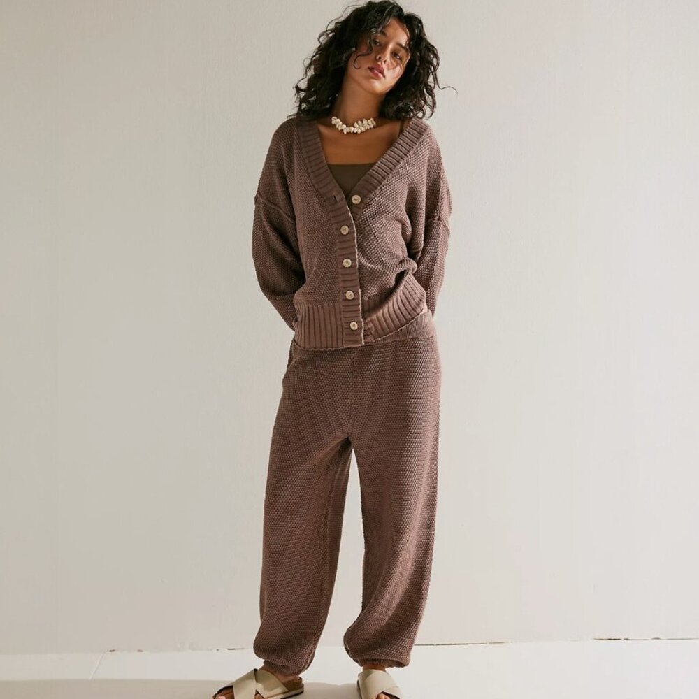 FREE PEOPLE Hailee Cardi 2 piece Set - Gulf Cocoa - size S/M/L - NWOT